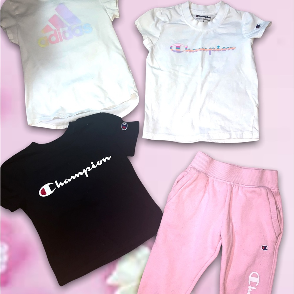 Champion outfit and 2 extra shirts size 4
